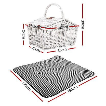 Alfresco 2 Person Picnic Basket Vintage Baskets Outdoor Insulated Blanket