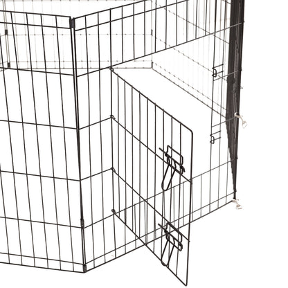 4Paws 8 Panel Playpen Puppy Exercise Fence Cage Enclosure Pets Black All Sizes - 24" - Black