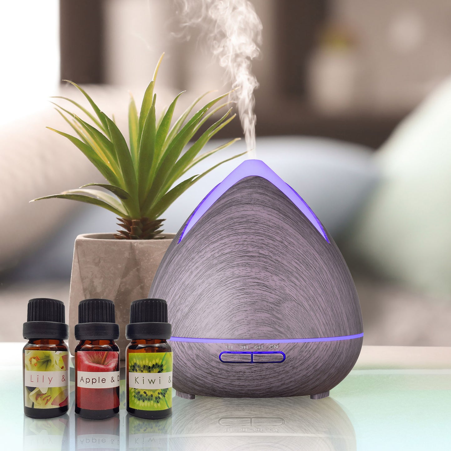 Essential Oils Ultrasonic Aromatherapy Diffuser Air Humidifier Purify 400ML - Violet