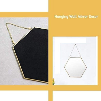 Hexagon Hanging Wall Mirror Decor (Gold Color)