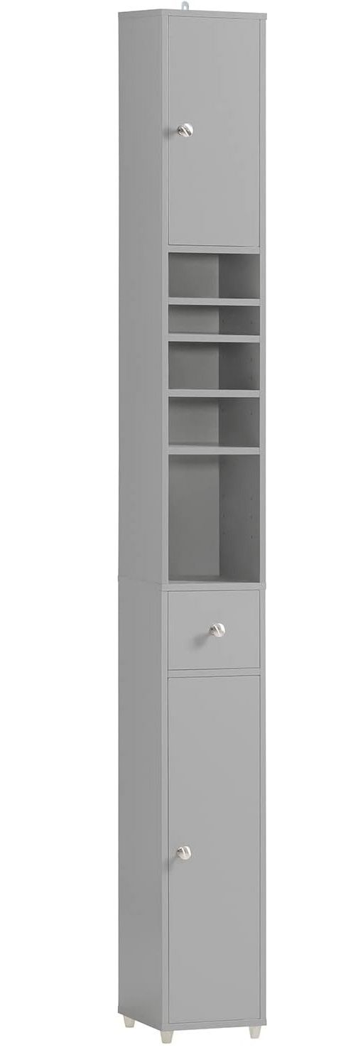 Tall Bathroom Storage Cupboard Shelves, Grey