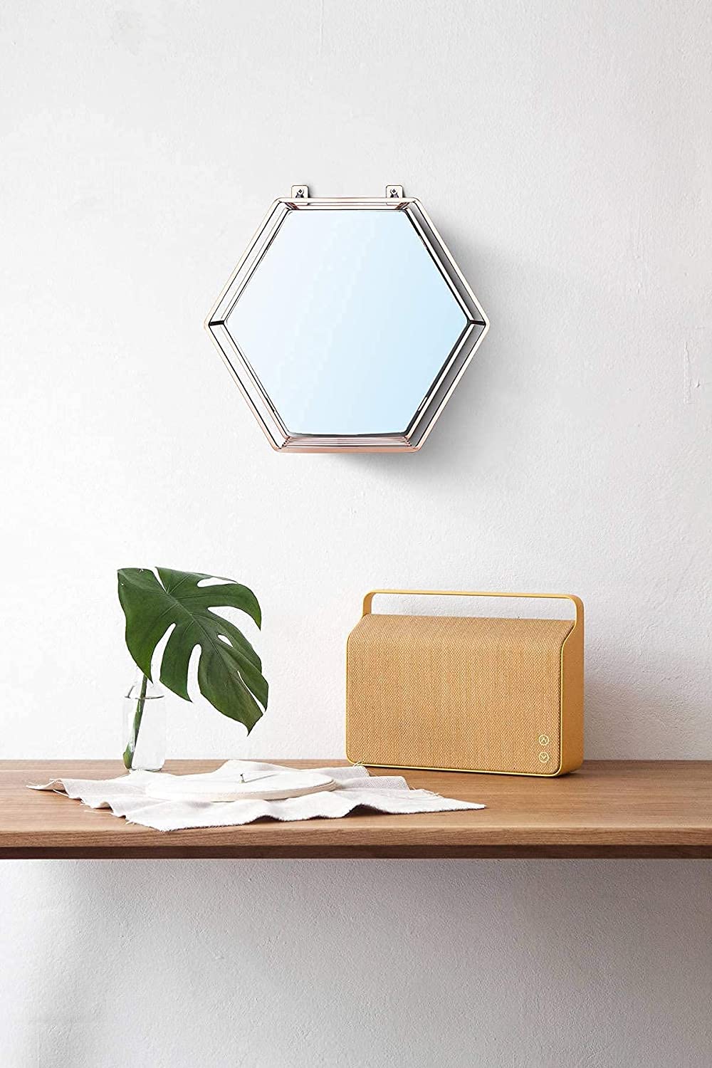 Hexagon Hanging Mirror for Home Decoration (Rose Gold Color)