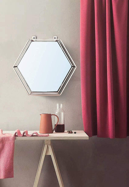 Hexagon Hanging Mirror for Home Decoration (Rose Gold Color)