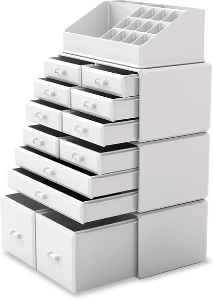 Makeup Cosmetic Organizer Storage with 12 Drawers Display Boxes (White)