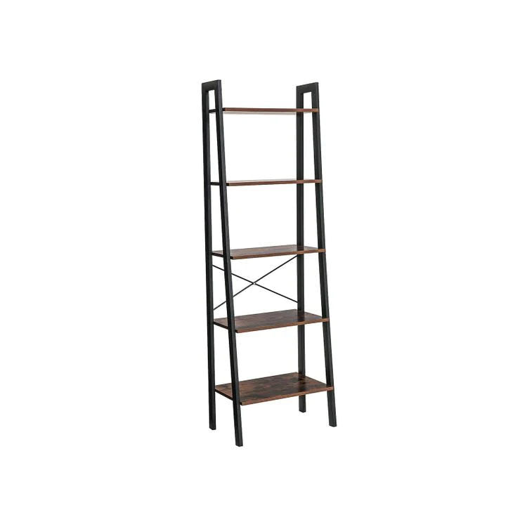 5 Tiers A-shaped Ladder Storage Shelf, Rustic, Brown