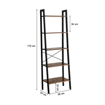 5 Tiers A-shaped Ladder Storage Shelf, Rustic, Brown