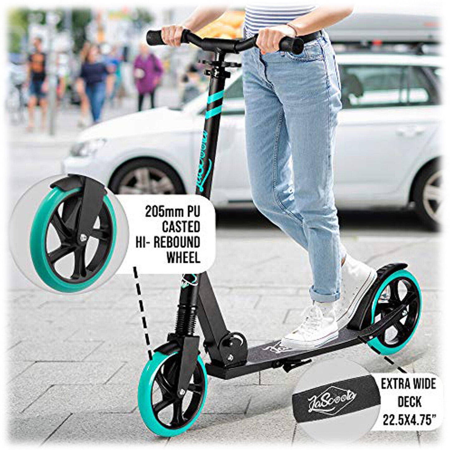 Lascoota Pulse Kick Push Commuter Scooter Teen Adult Aqua