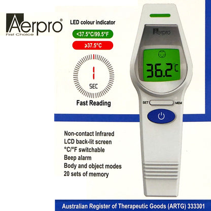 Aerpro Non Contact Infra Red Forehead & Body Thermometer Australian ARTG Registered