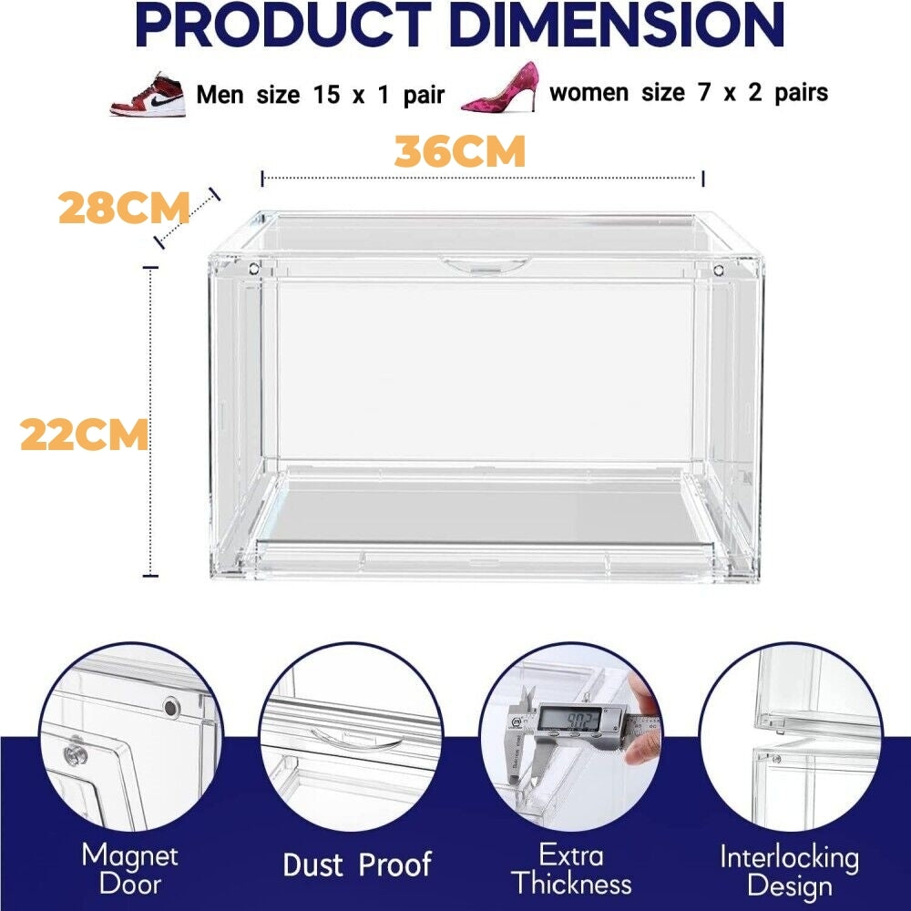 Shoe Display Box Clear Container Stackable Boxes Storage Case