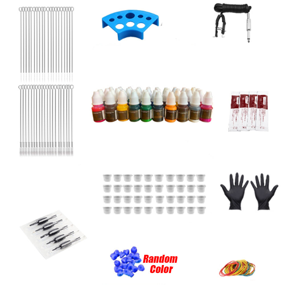 Beginner Tattoo Kit 4 Machine Guns Power Supply Set Grips 40 color Ink Needles