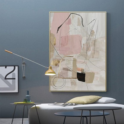 60cmx90cm Abstract Pink Gold Frame Canvas Wall Art