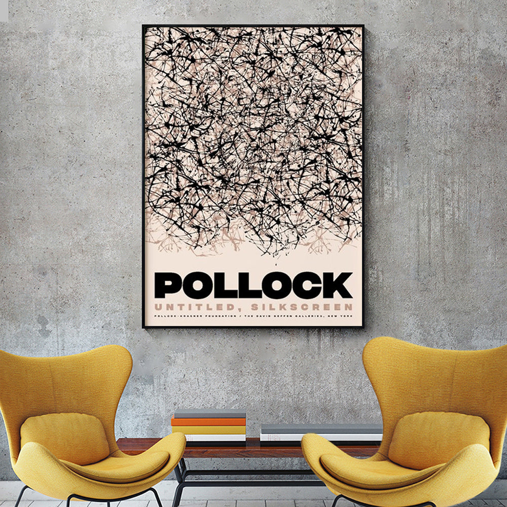 60cmx90cm Jackson Pollock Exhibition II Black Frame Canvas Wall Art