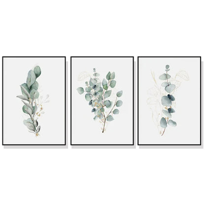 40cmx60cm Eucalyptus Plant  3 Sets Black Frame Canvas Wall Art