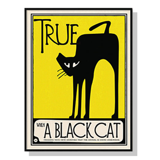 60cmx90cm Black Cat Black Frame Canvas Wall Art