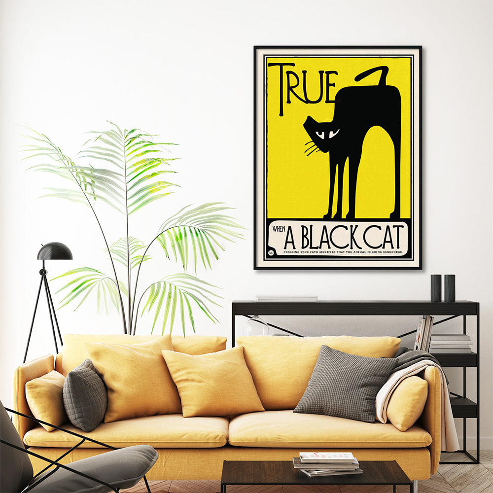 80cmx120cm Black Cat Black Frame Canvas Wall Art