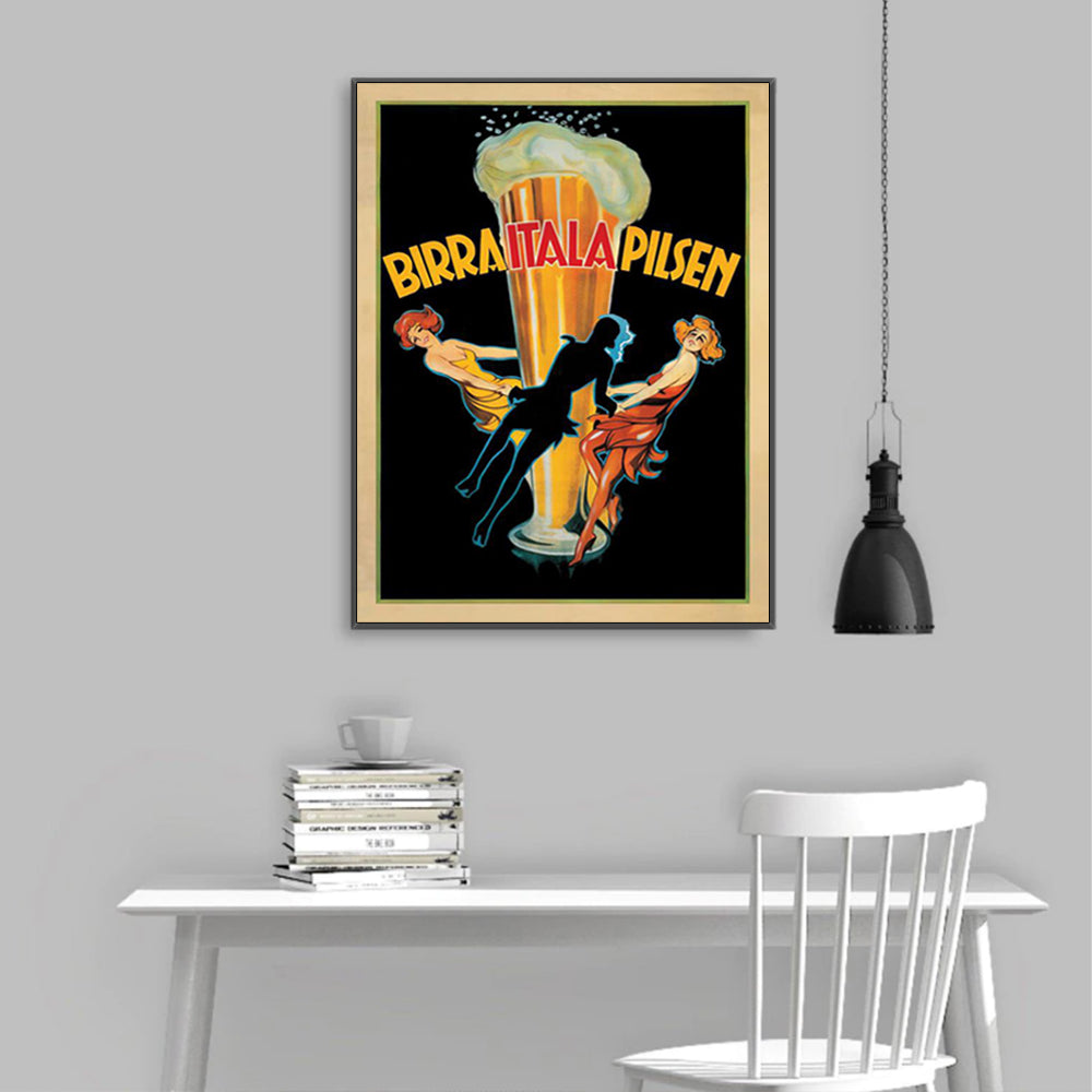 70cmx100cm Birra Itala Pilsen Black Frame Canvas Wall Art