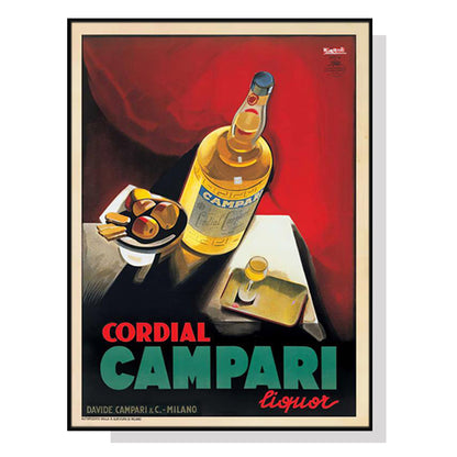 60cmx90cm Cordial Campari Liquor Black Frame Canvas Wall Art