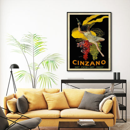 60cmx90cm Cinzano Black Frame Canvas Wall Art
