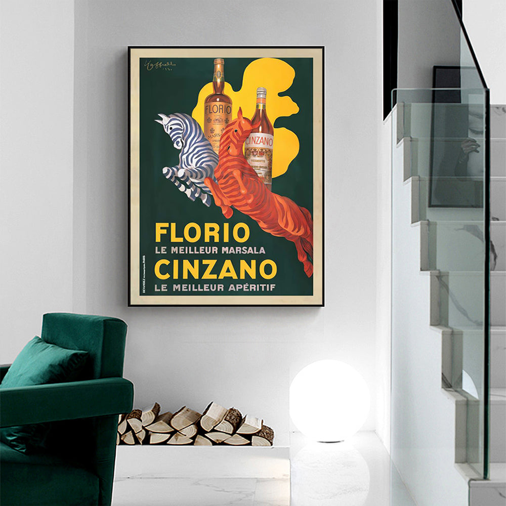 70cmx100cm Florio Cinzano Black Frame Canvas Wall Art