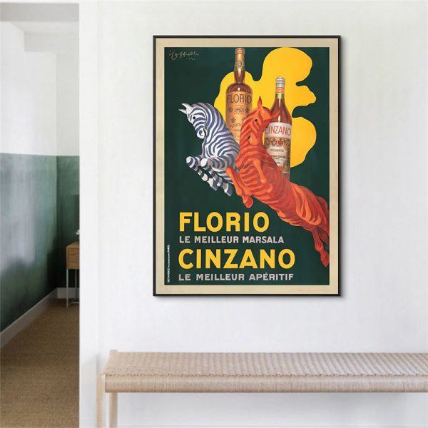 70cmx100cm Florio Cinzano Black Frame Canvas Wall Art