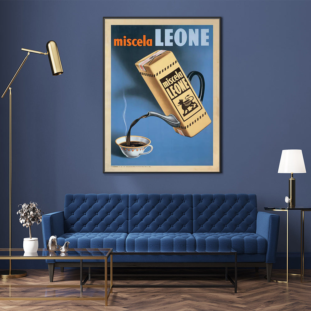 80cmx120cm Miscela Leone, 1950 Black Frame Canvas Wall Art