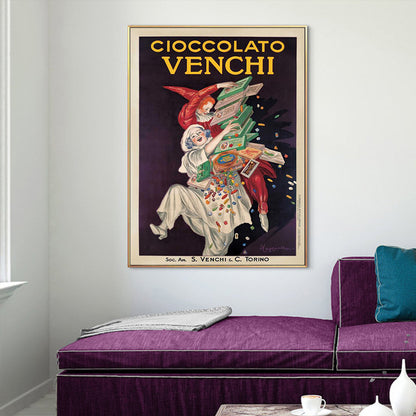 70cmx100cm Cioccolato Venchi Vintage Gold Frame Canvas Wall Art