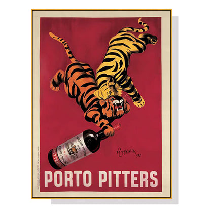 60cmx90cm Porto Pitters Vintage Gold Frame Canvas Wall Art