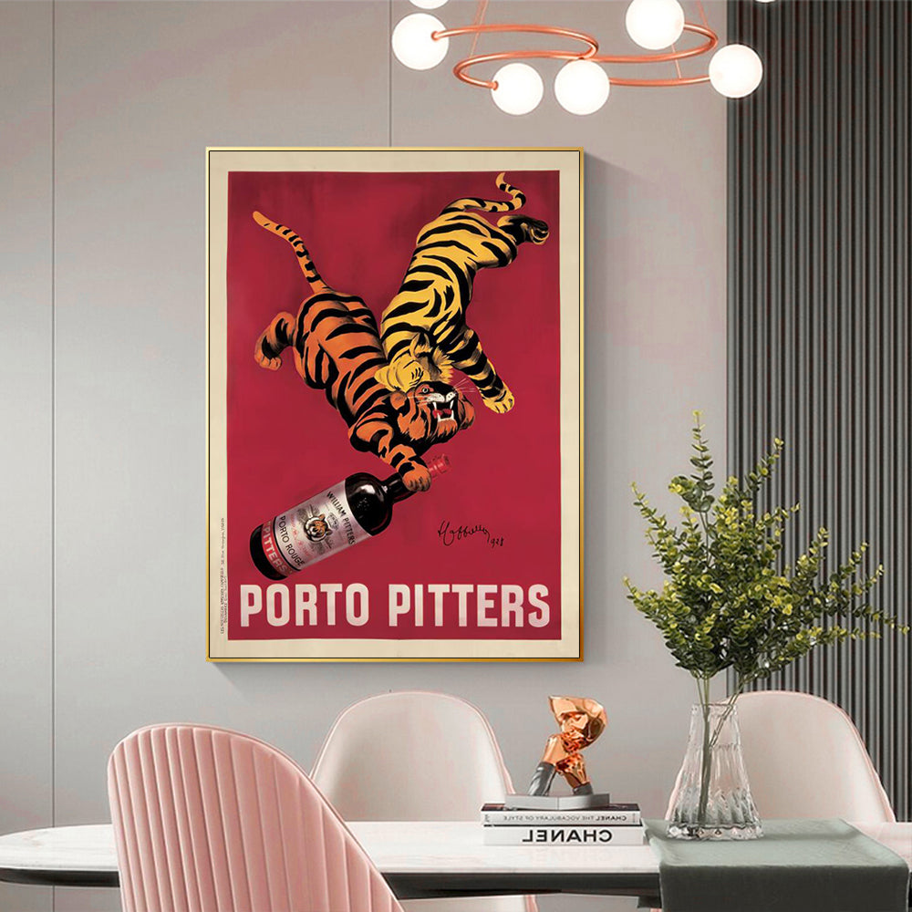 80cmx120cm Porto Pitters Vintage Gold Frame Canvas Wall Art