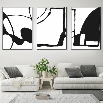 40cmx60cm Black and White 3 Sets Black Frame Canvas Wall Art