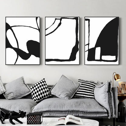 40cmx60cm Black and White 3 Sets Black Frame Canvas Wall Art