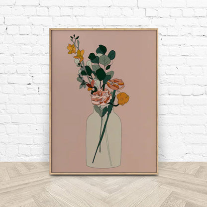 90cmx135cm Boho Floral Wood Frame Canvas Wall Art