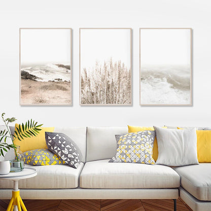 80cmx120cm Coastal Beach 3 Sets Wood Frame Canvas Wall Art