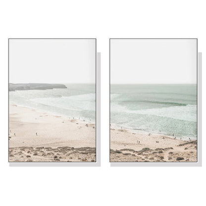 40cmx60cm Coastal Prints 2 Sets White Frame Canvas Wall Art