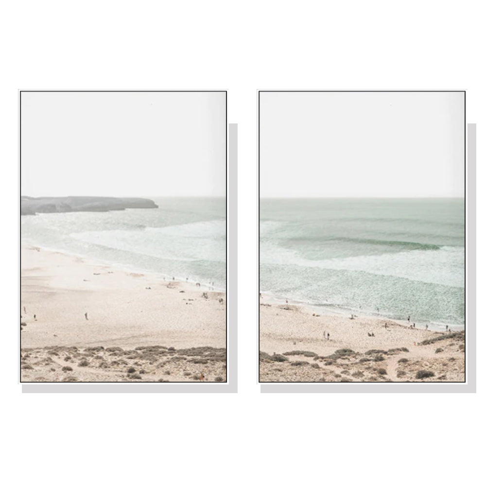 60cmx90cm Coastal Prints 2 Sets White Frame Canvas Wall Art