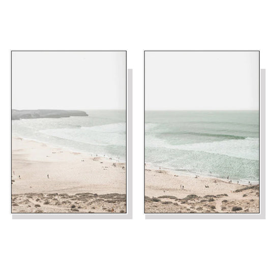 60cmx90cm Coastal Prints 2 Sets White Frame Canvas Wall Art