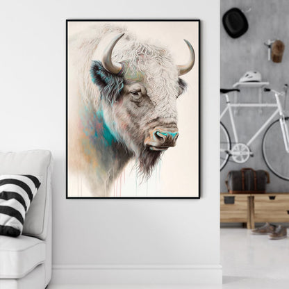 50cmx70cm Great White Buffalo Black Frame Canvas Wall Art