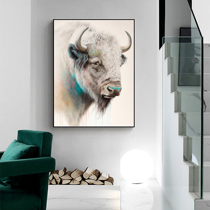 60cmx90cm Great White Buffalo Black Frame Canvas Wall Art