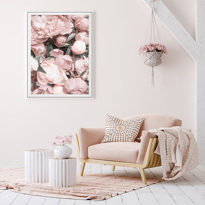 90cmx135cm Peony White Frame Canvas Wall Art