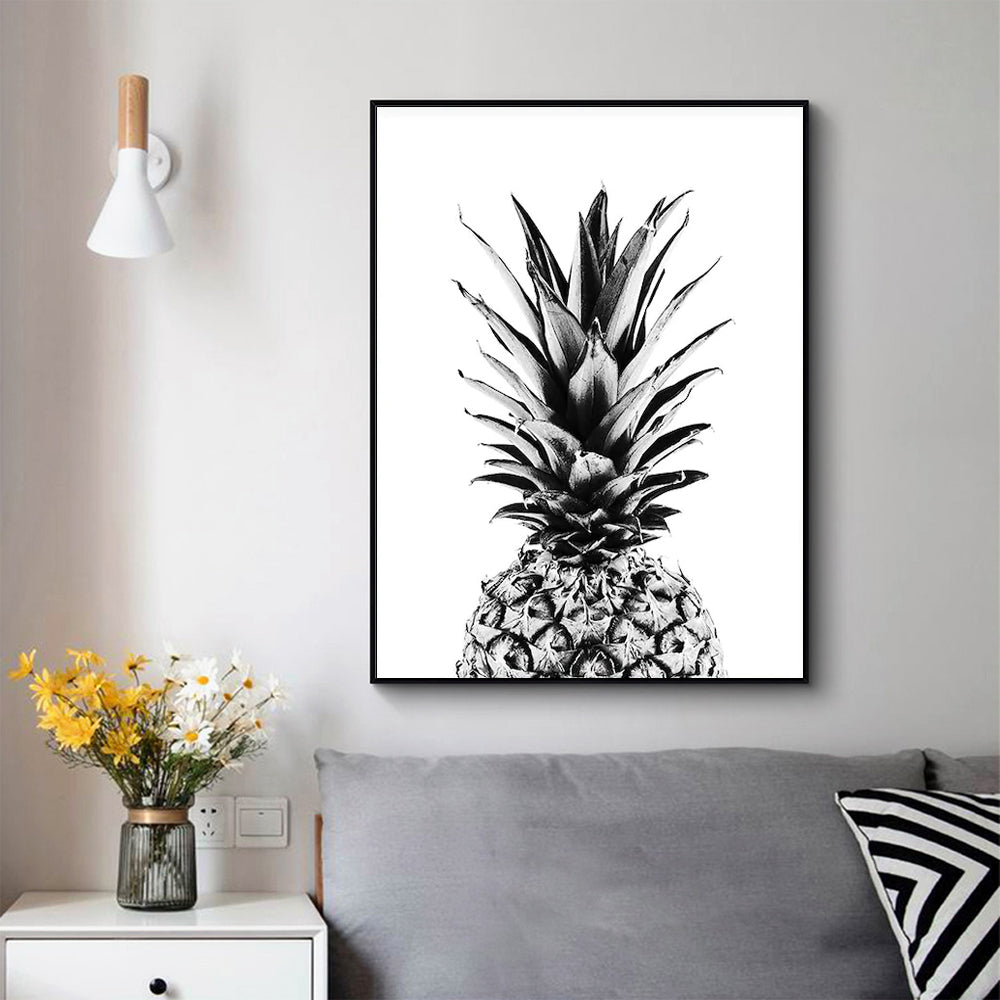 40cmx60cm Pineapple Black Frame Canvas Wall Art