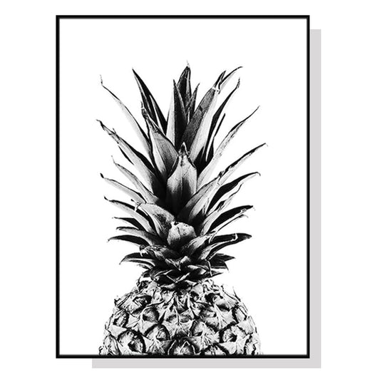 90cmx135cm Pineapple Black Frame Canvas Wall Art