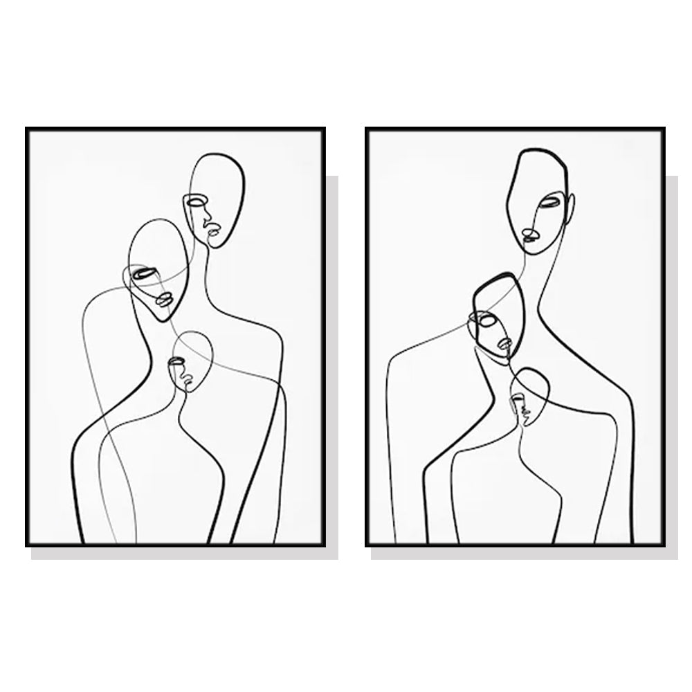 40cmx60cm Abstract Figures 2 Sets Black Frame Canvas Wall Art