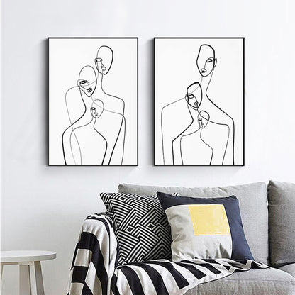 40cmx60cm Abstract Figures 2 Sets Black Frame Canvas Wall Art