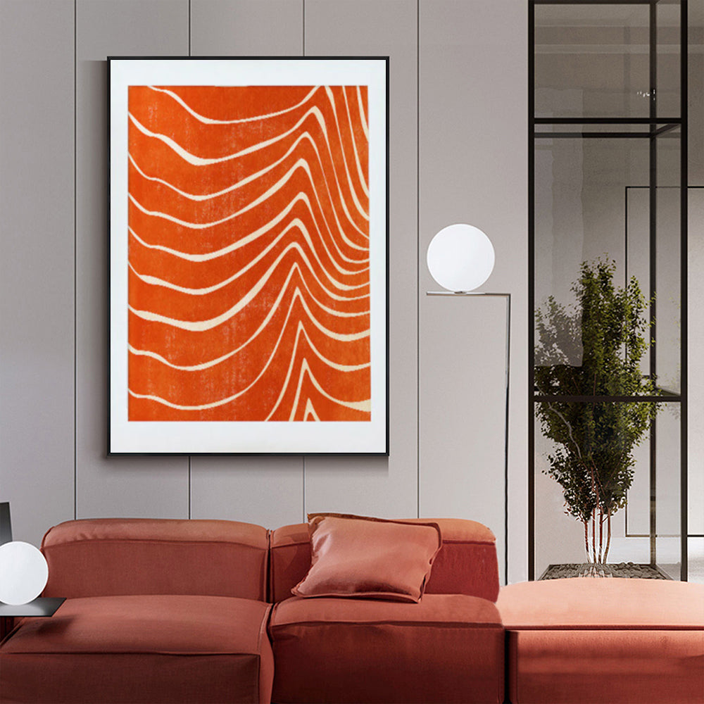 70cmx100cm Abstract Orange Black Frame Canvas Wall Art