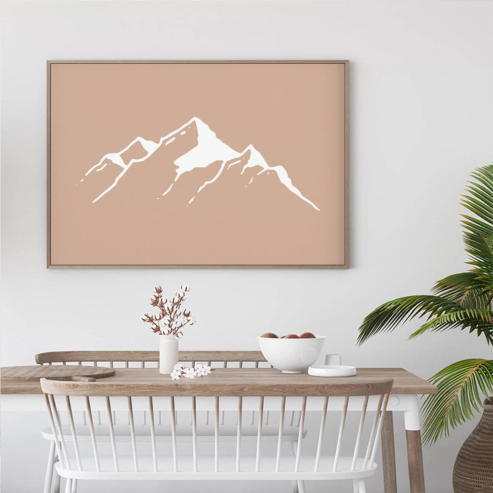 70cmx100cm Boho Mountain Wood Frame Canvas Wall Art