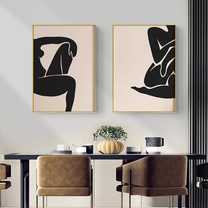 50cmx70cm Female Figure 2 Sets Gold Frame Canvas Wall Art