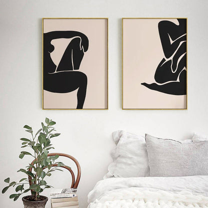 80cmx120cm Female Figure 2 Sets Gold Frame Canvas Wall Art