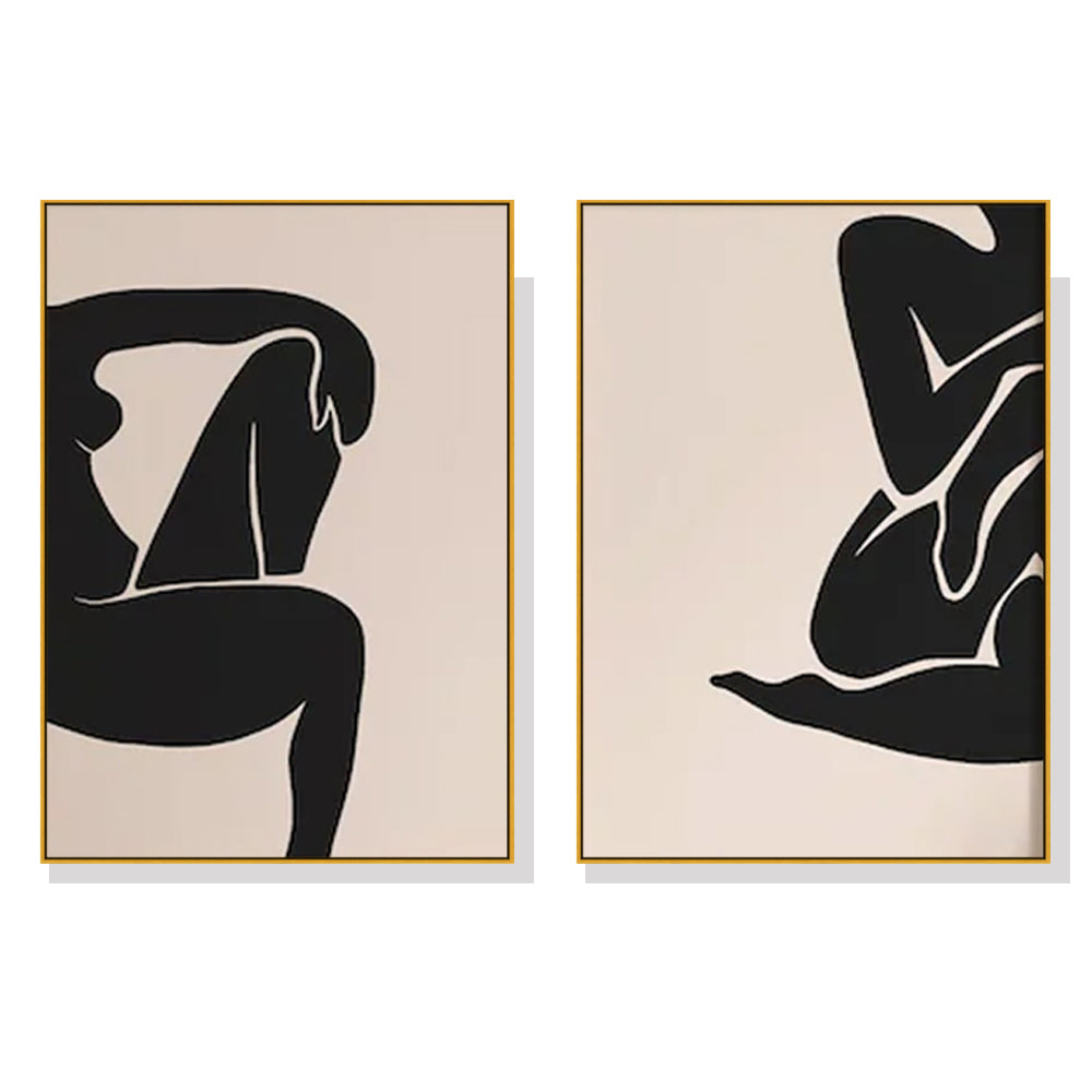 90cmx135cm Female Figure 2 Sets Gold Frame Canvas Wall Art