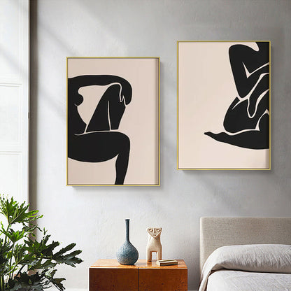 100cmx150cm Female Figure 2 Sets Gold Frame Canvas Wall Art