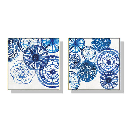 40cmx40cm Blue Day 2 Sets Gold Frame Canvas Wall Art