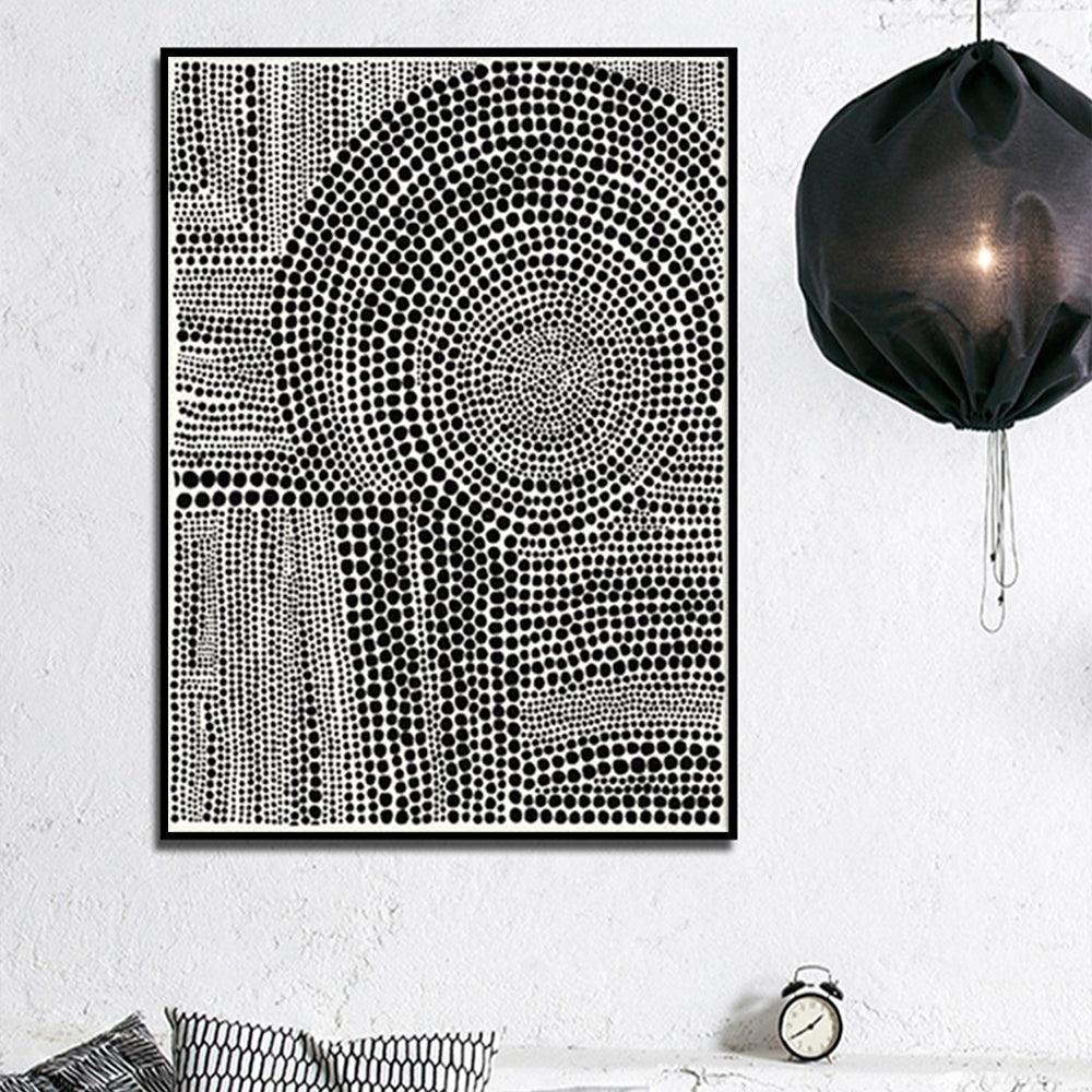 100cmx150cm Clustered Dots B Black Frame Canvas Wall Art